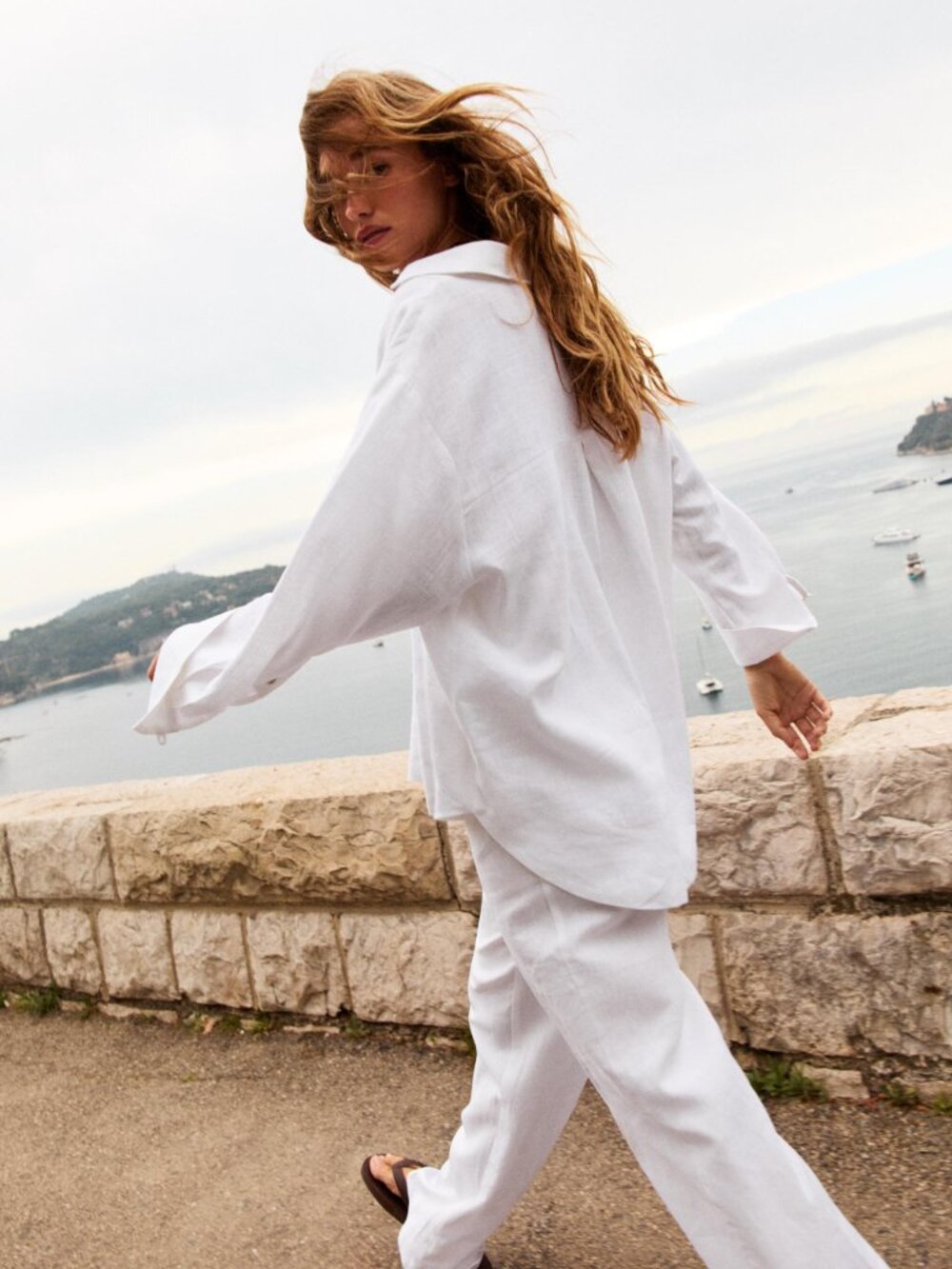 Zara White Linen Straight Leg Pants Size XS